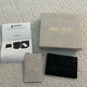 Jimmy Choo Black Leather Star Card Holder